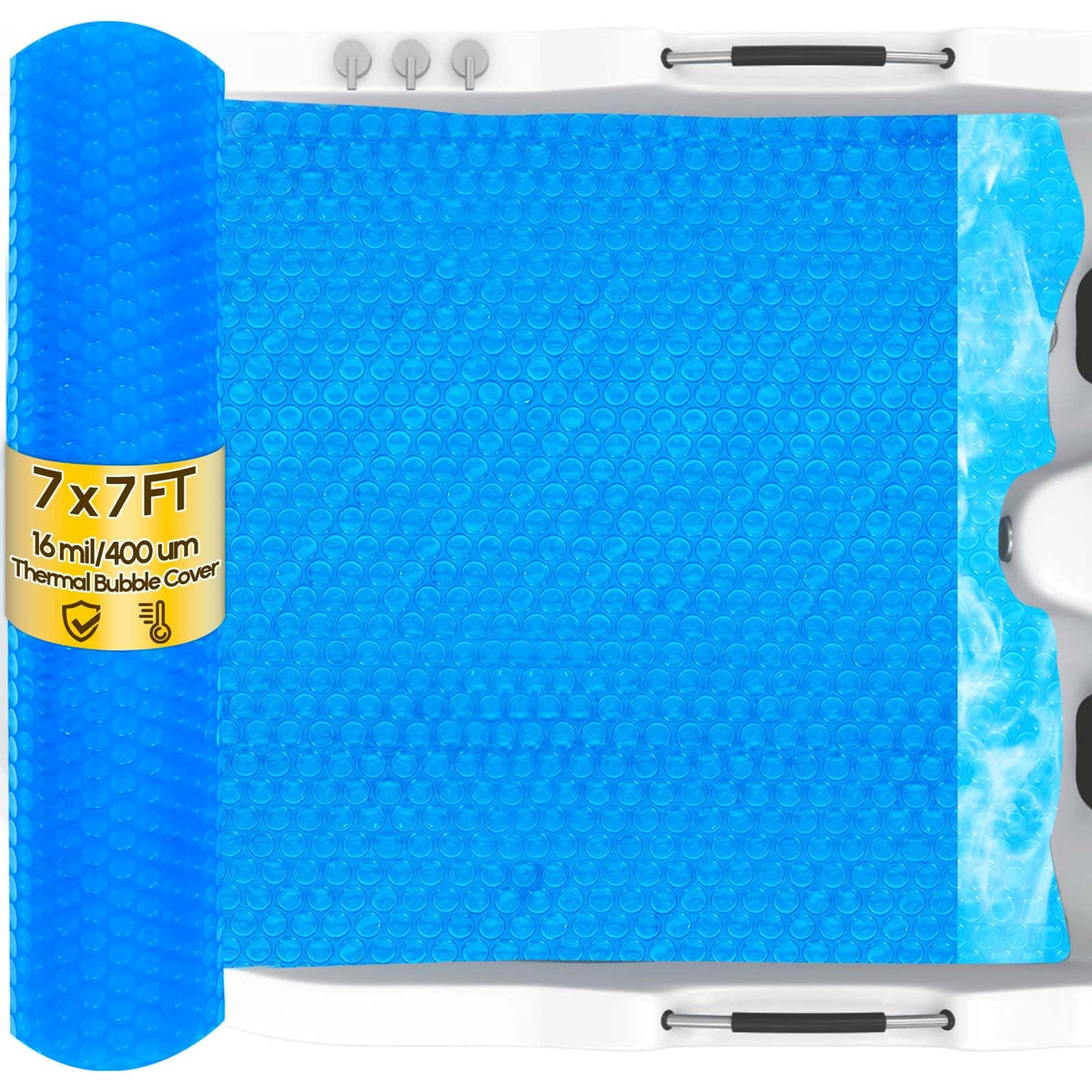 Angooni front view of folded bubble blanket showing compact packaging and easy storage benefit