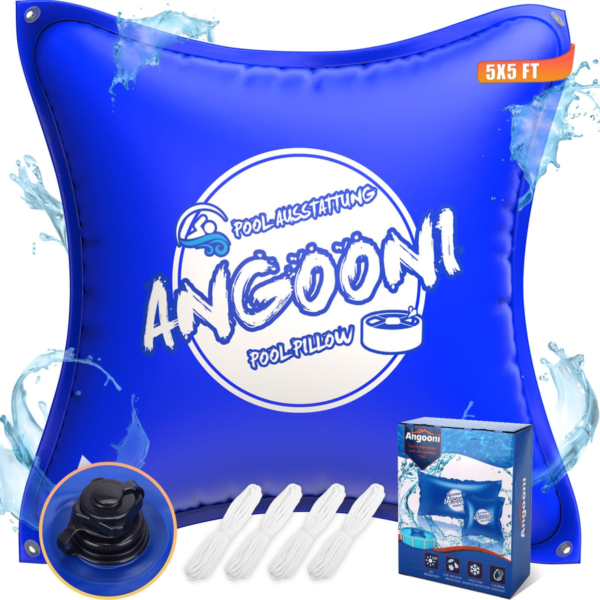 Angooni front view packaged showing size and durable cover benefit