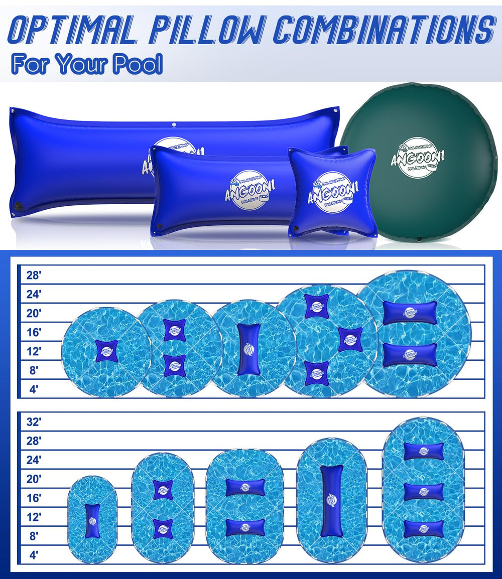 Angooni packaged contents laid out: pillows, ropes, and valve info