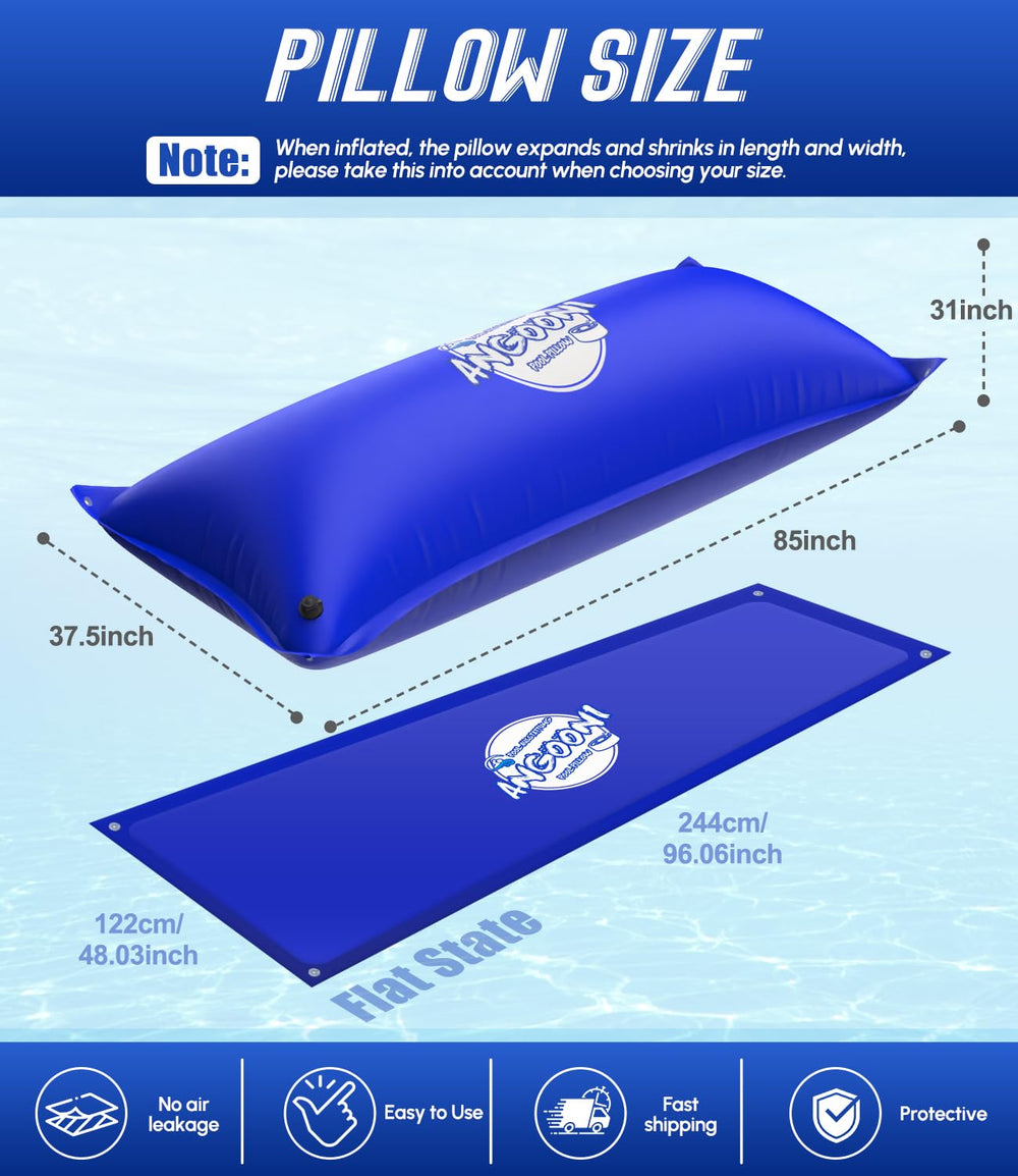 Angooni pillow next to pool ladder for scale, shows proper size fit