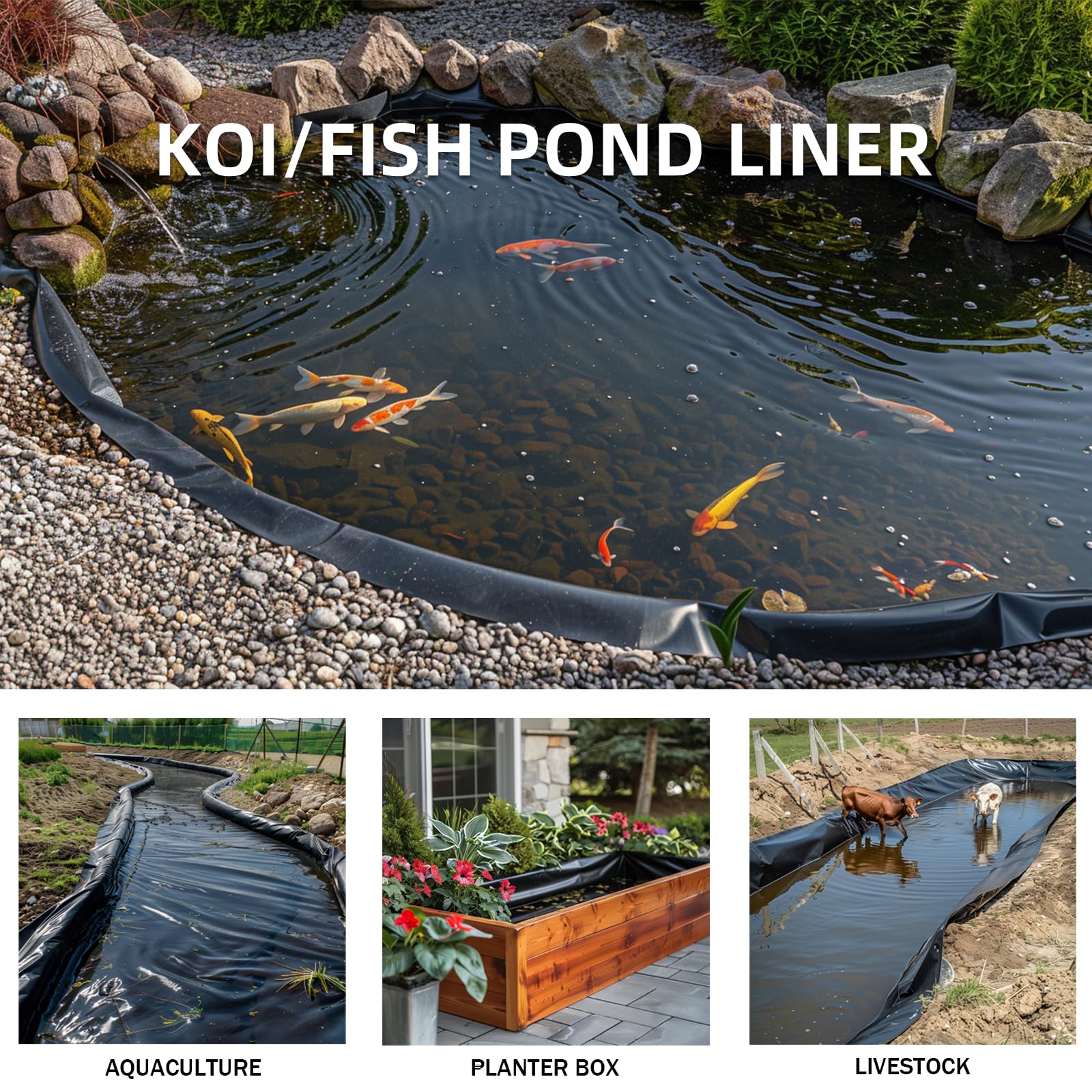 ANHAN liner used on a garden waterfall showing durable water containment