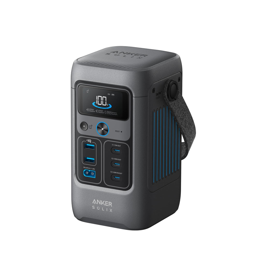 Anker SOLIX C200 front panel showing display and controls for easy monitoring