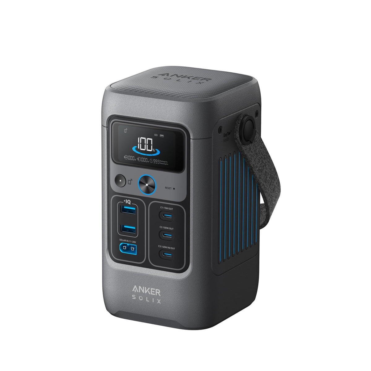 Anker SOLIX C200 front panel showing display and controls for easy monitoring