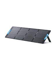 Anker SOLIX PS200 front panel showing full solar surface and branding benefit fast charging
