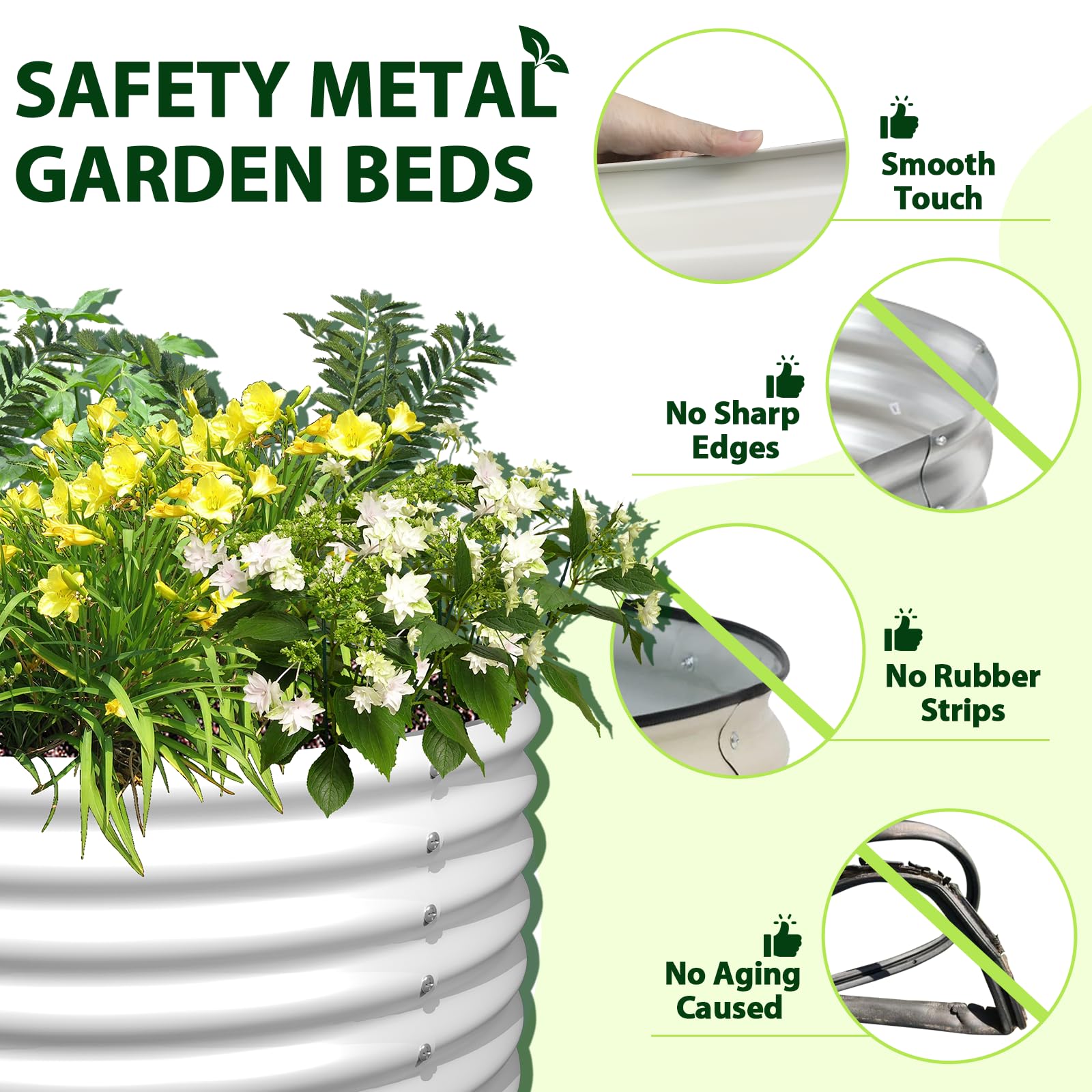 A ANLEOLIFE planted raised bed on patio demonstrating easy access and increased growing space