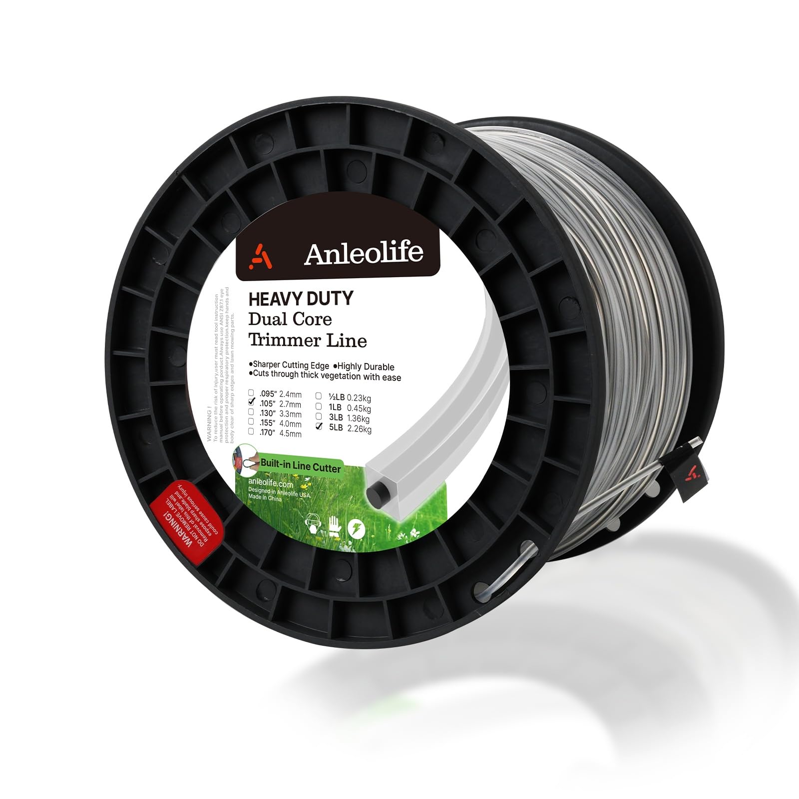 Anleolife frente de bobina mostrando longitud y perfil cuadrado, durabilidad visible