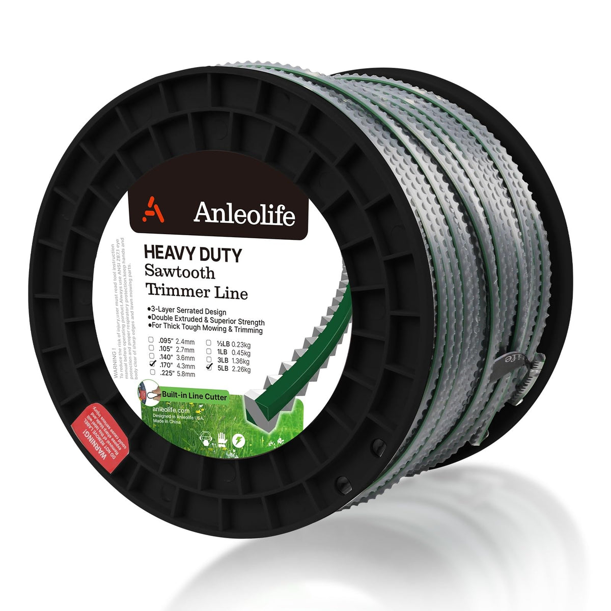 Anleolife front spool showing 440 ft bulk and heavy-duty benefit