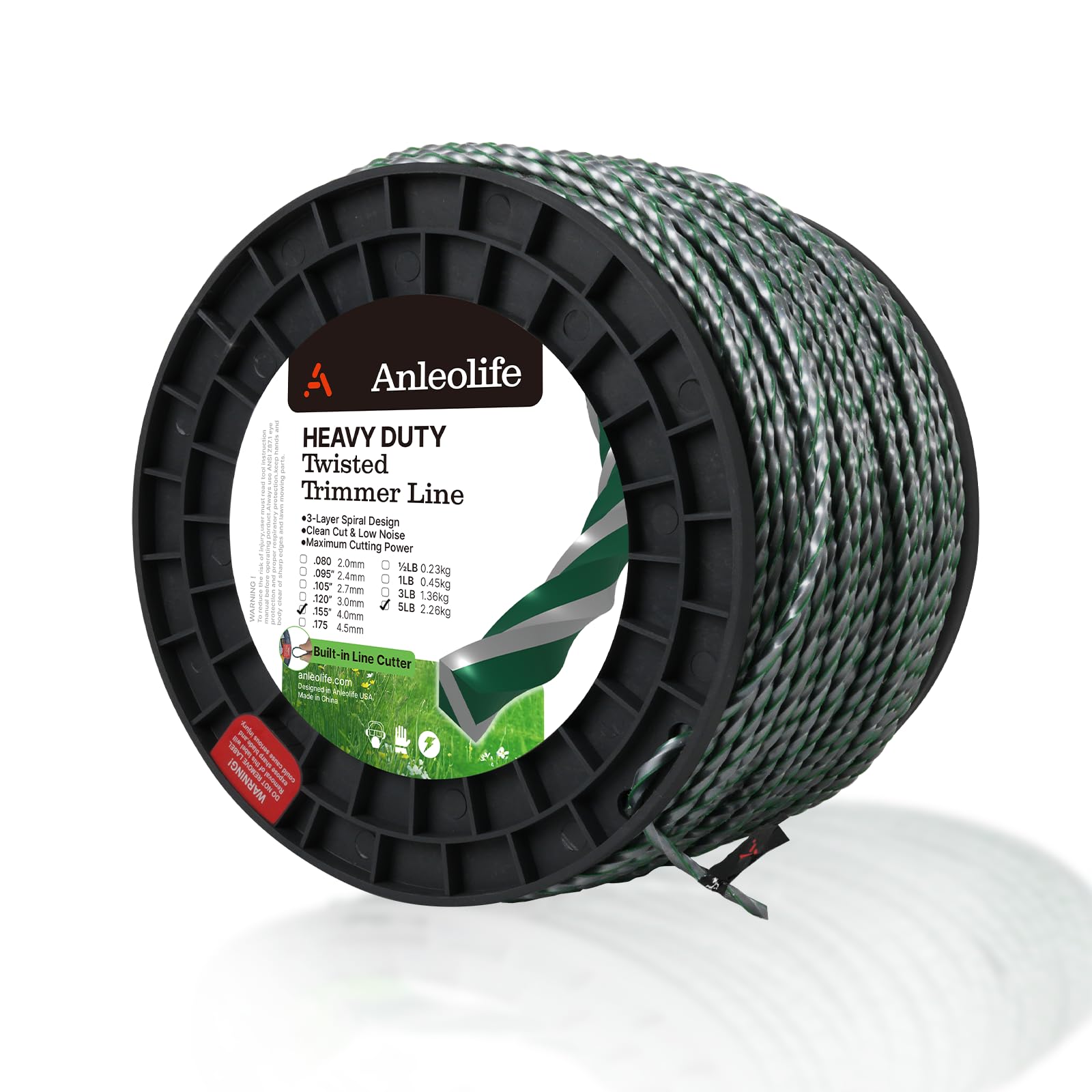 A ANLEOLIFE front spool showing 759 ft bulk line and heavy-duty packaging, durable and long-lasting