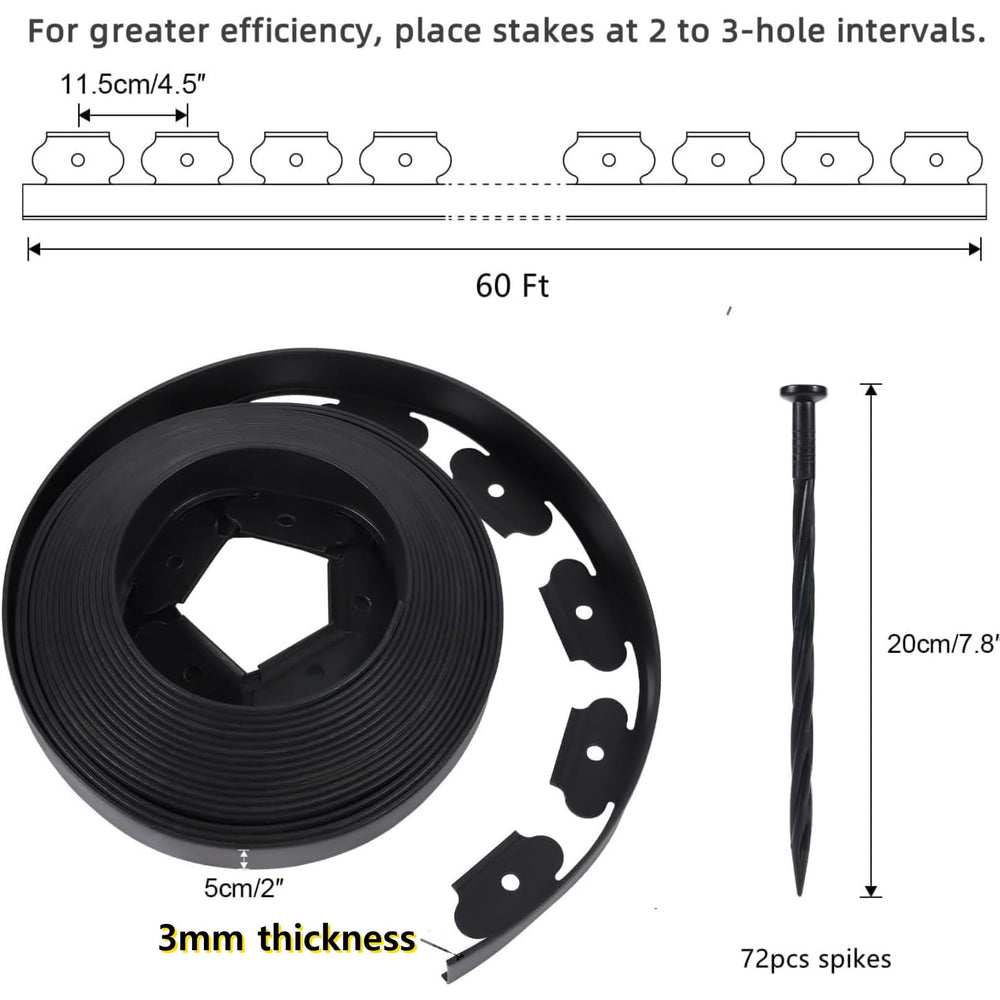 Anleolife edging forming a curved flower bed illustrates flexible shaping