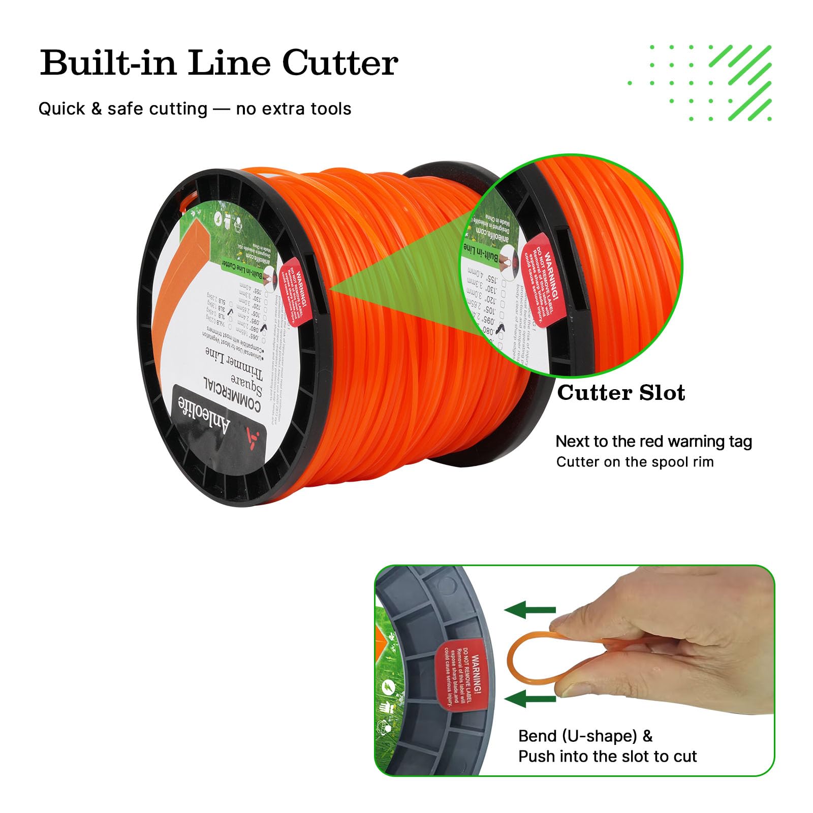 Anleolife trimmer head loaded with line demonstrating proper fit and reliability