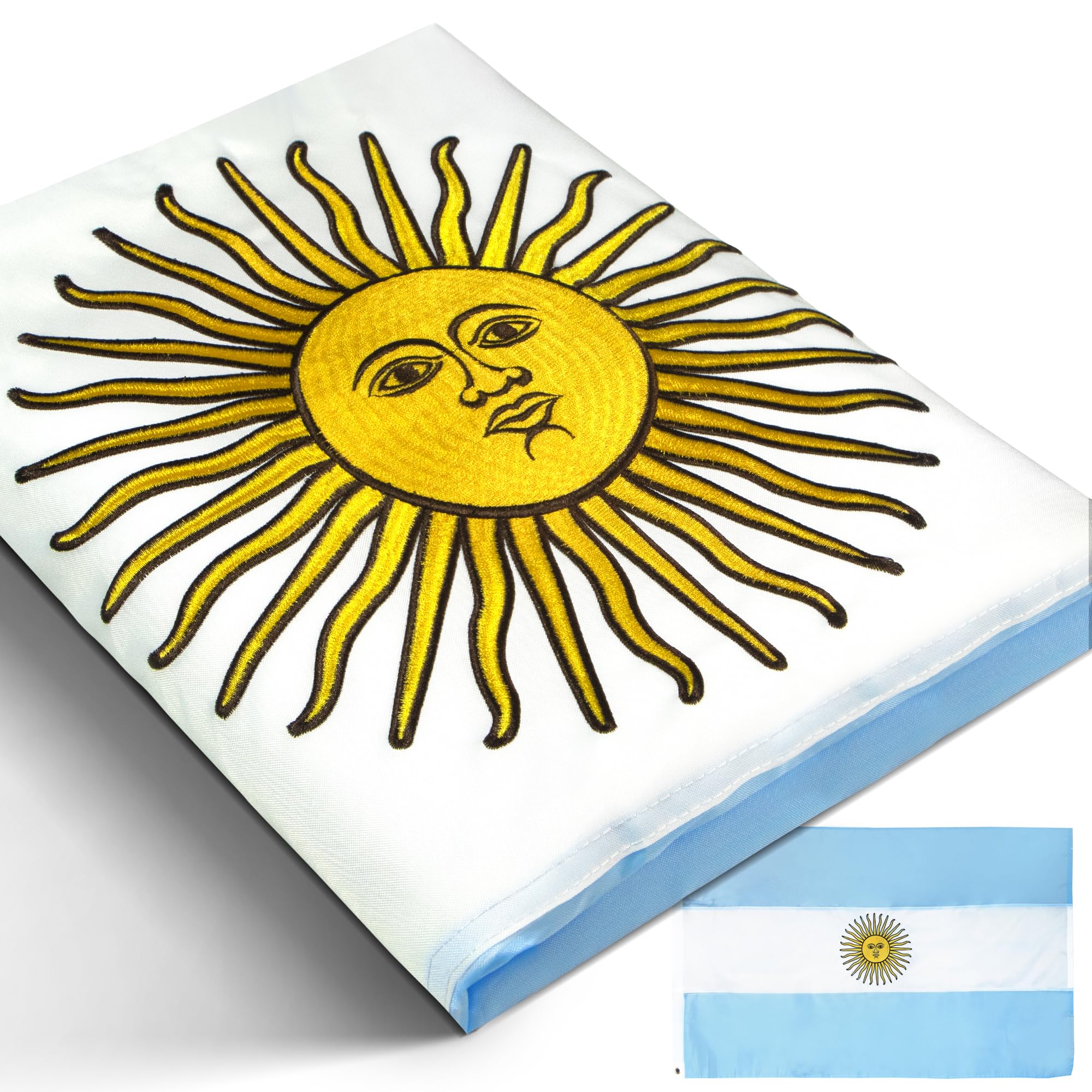 Anley Argentina flag front view showing full national design and durable fabric benefits