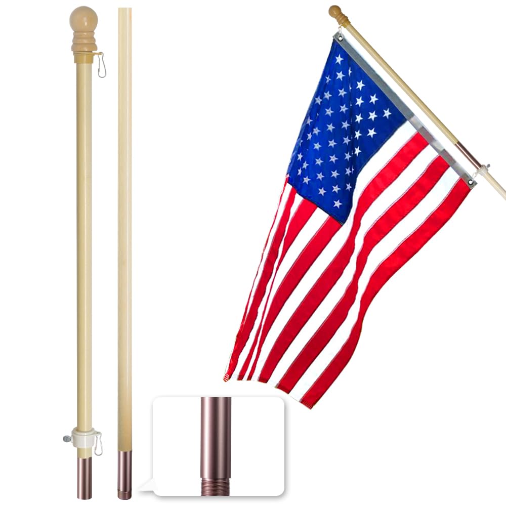 Anley flagpole front view showing polished pine and brass details for curb appeal