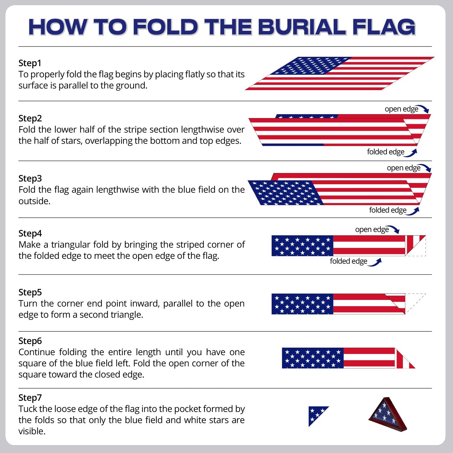 Anley folded flag beside ruler showing size and keepsake storage benefit