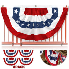 Anley front view pleated fan flag showing vivid stars and stripes for patriotic curb appeal