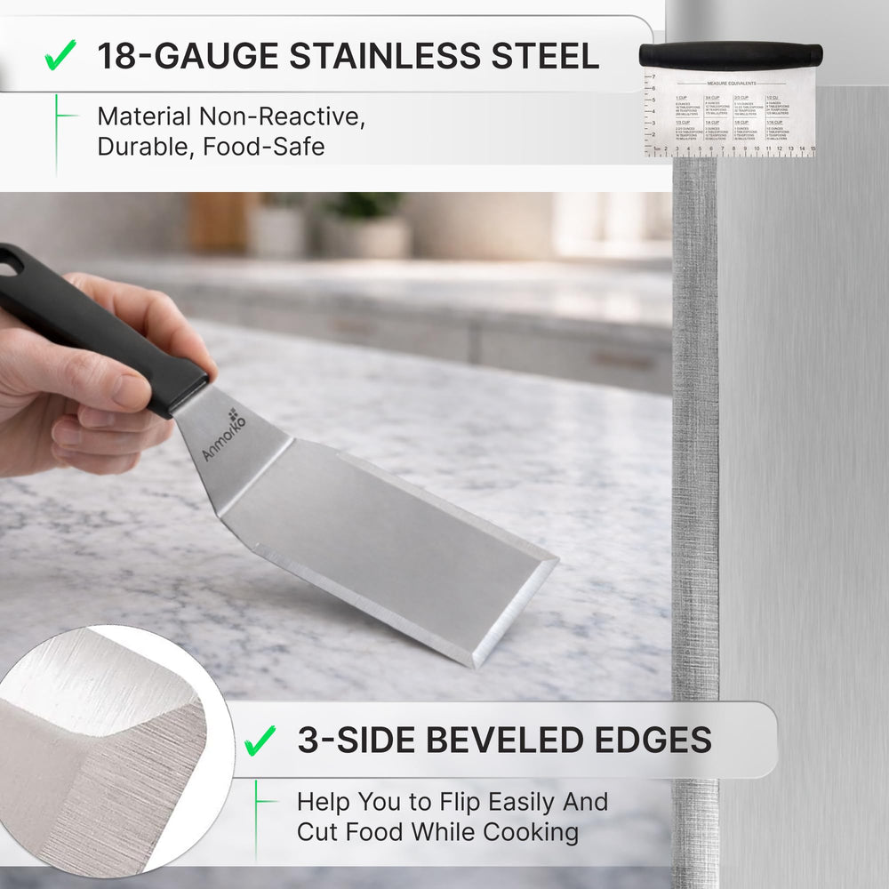 Anmarko close-up of stainless steel blade edge highlighting strength and precise scraping