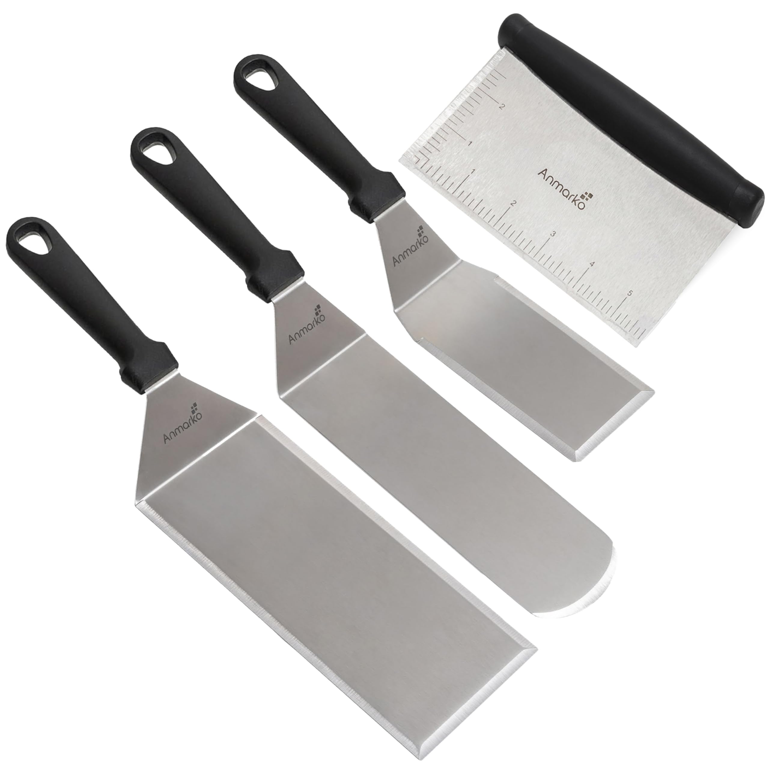 Anmarko front view of three-piece spatula set showing durability and professional design