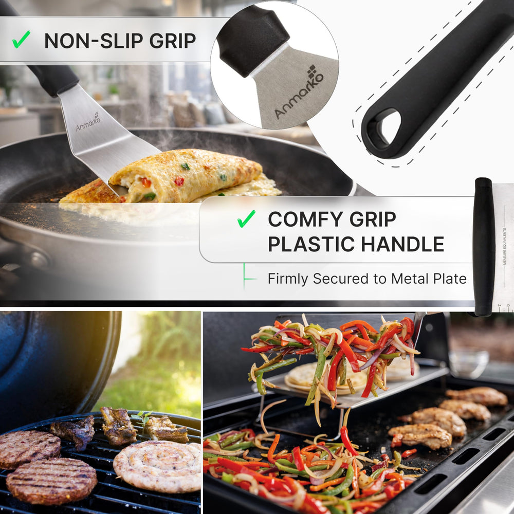 Anmarko ergonomic handle detail showing secure grip for controlled flipping and comfort
