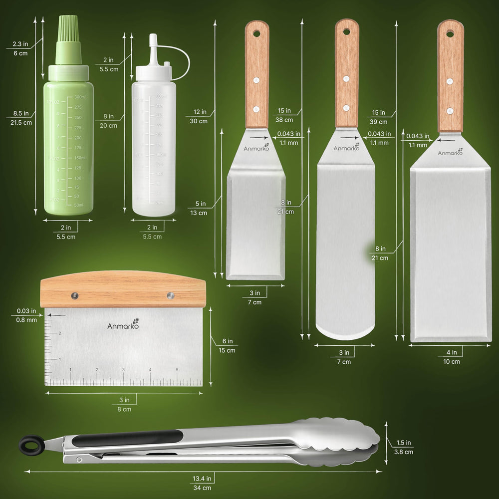 Anmarko spatula kit staged at backyard BBQ illustrating real-use convenience