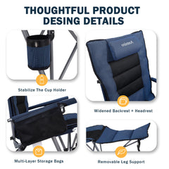 Anmiro chair in use at campsite providing adjustable reclining comfort
