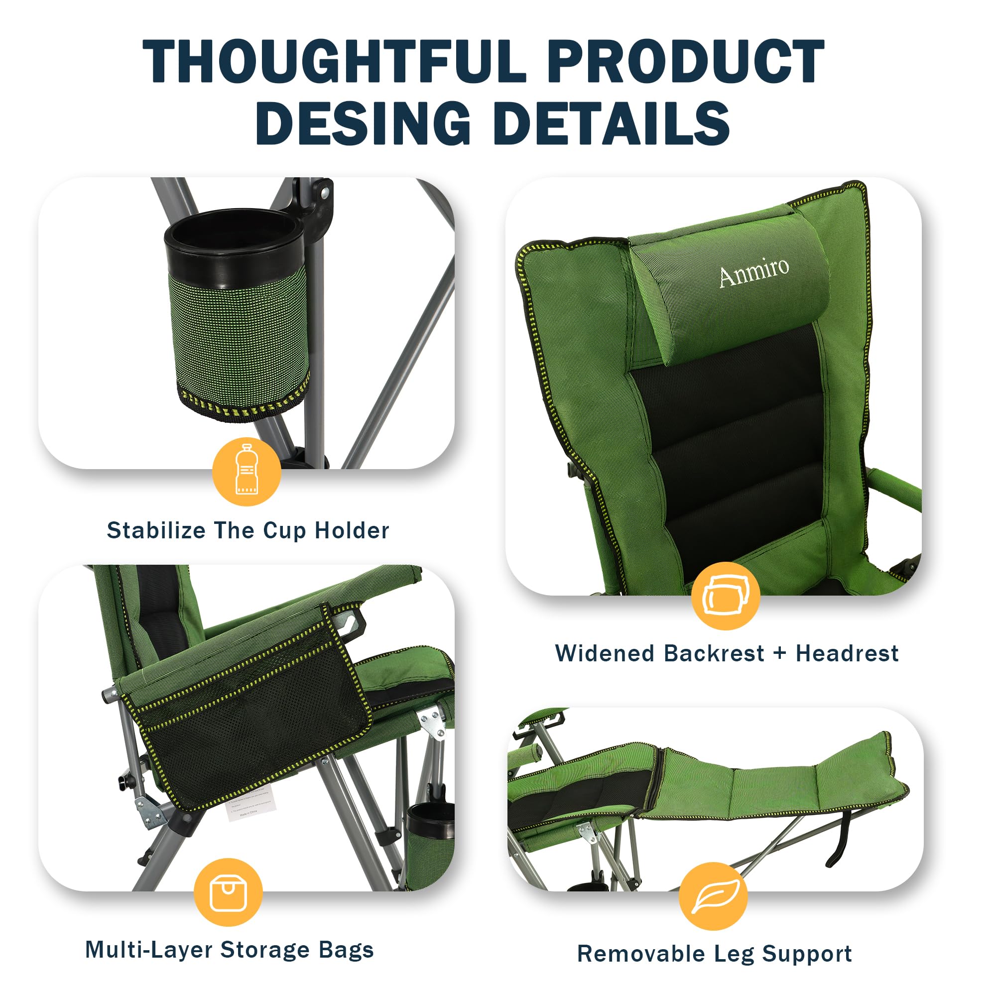 Anmiro chair in use at campsite showing comfort and portability benefit