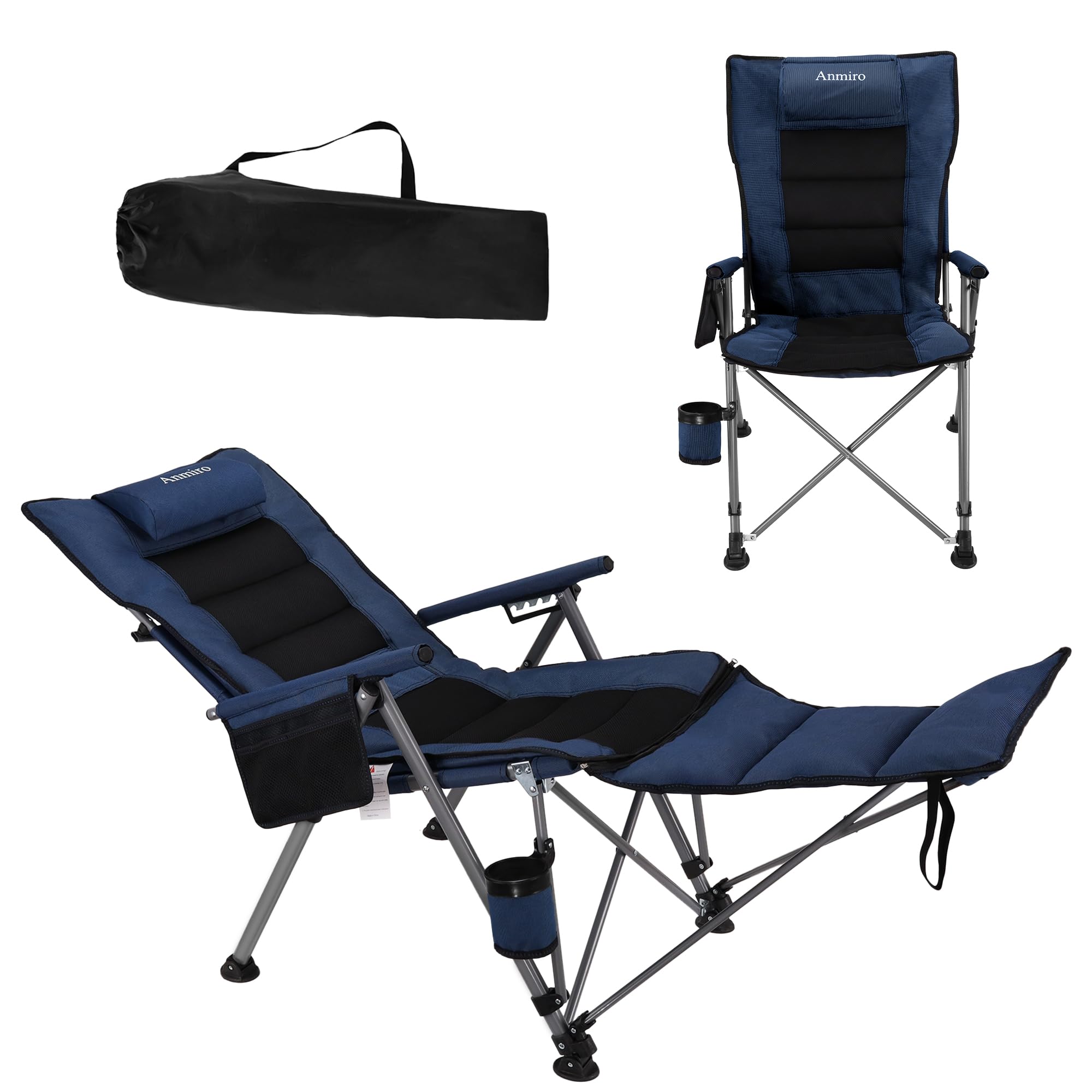 Anmiro front view showing full chair unfolded and stable for lounging