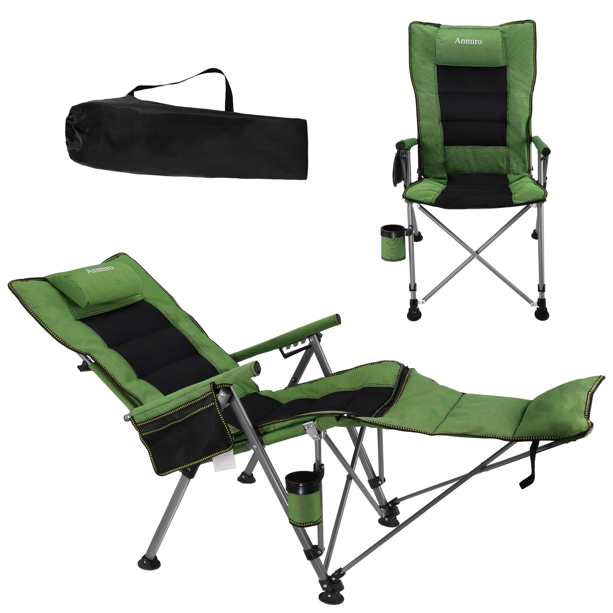 Anmiro front view open showing full recline and sturdy frame benefit relaxation