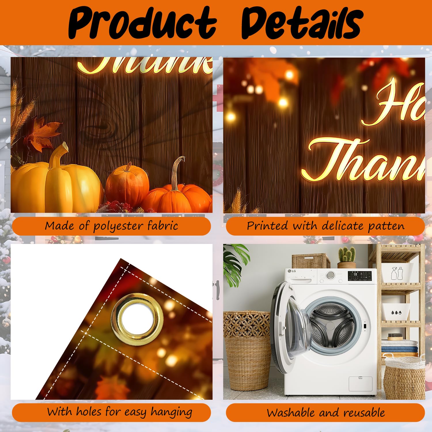 ANNA QUEEN banner installed on garage creating festive Thanksgiving backdrop and photo setting