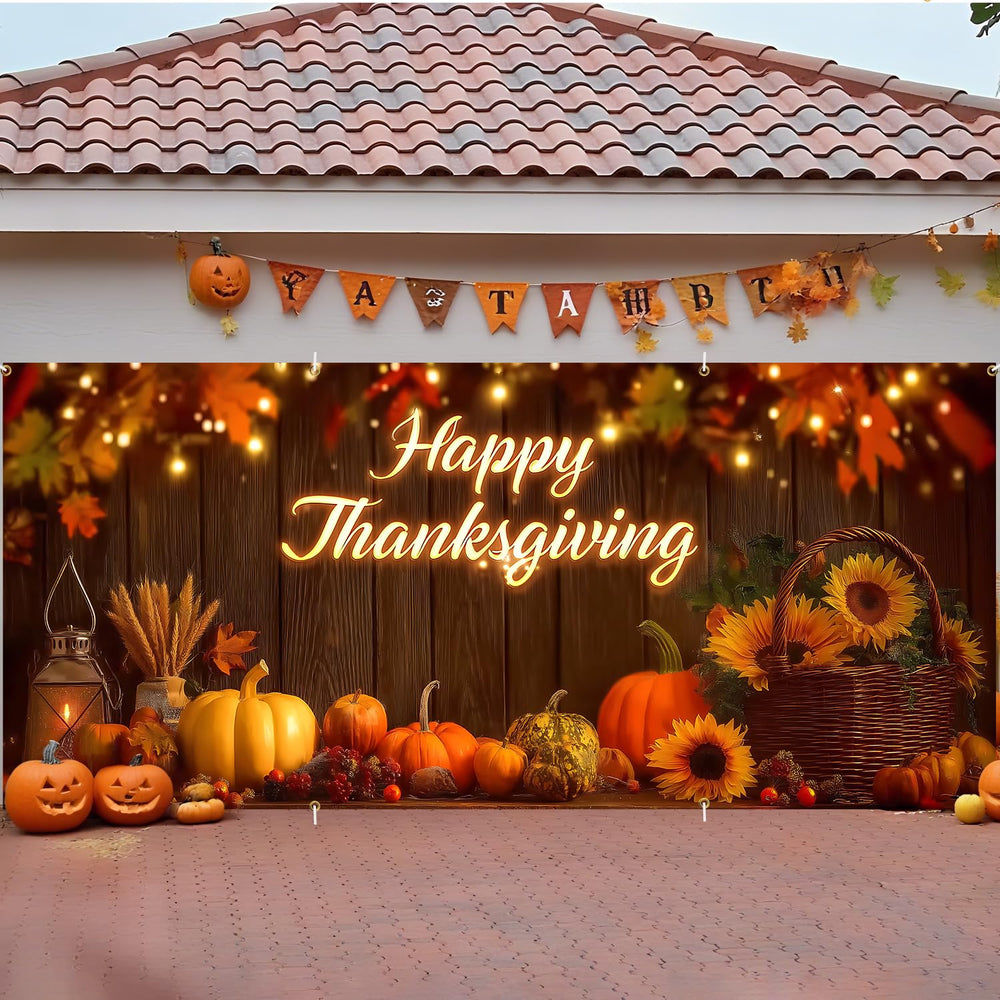 ANNA QUEEN lifestyle porch display with banner adding warm seasonal curb appeal