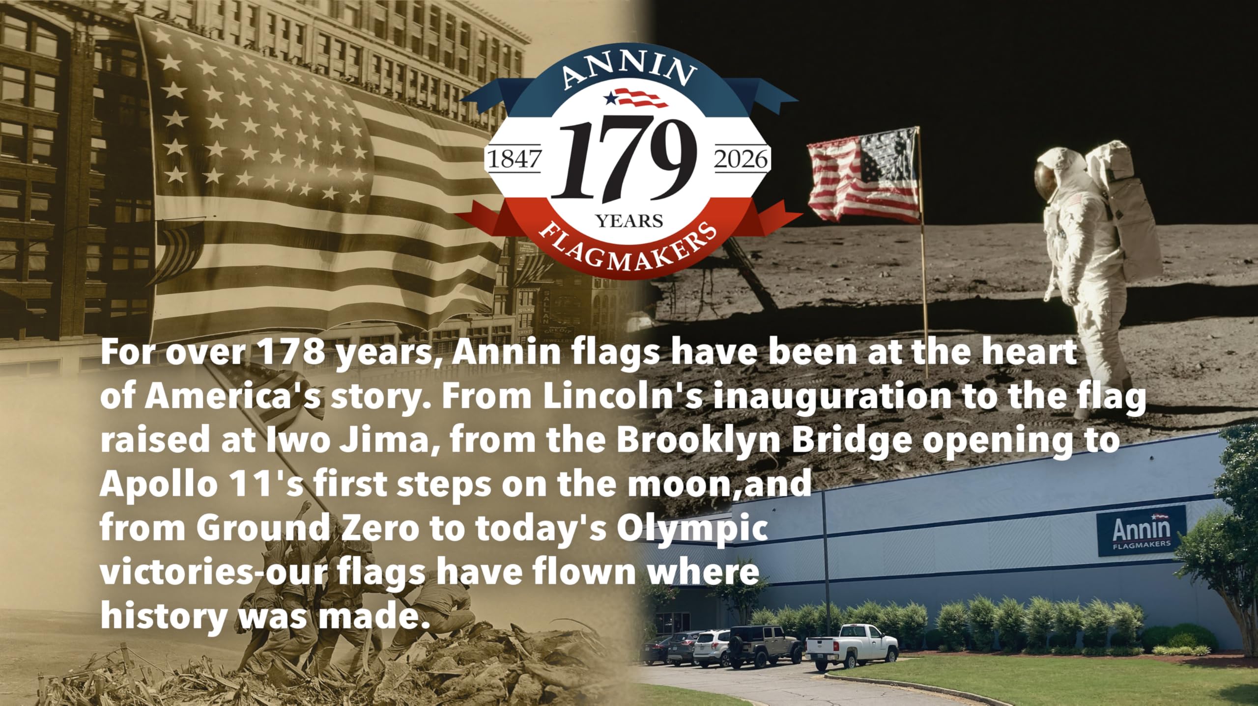 Annin Flagmakers sewn label and tag showing made-in-USA assurance and quality