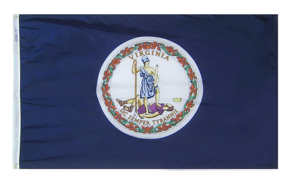 Annin Flagmakers Virginia flag front view showing bold blue field and state seal, durable for display