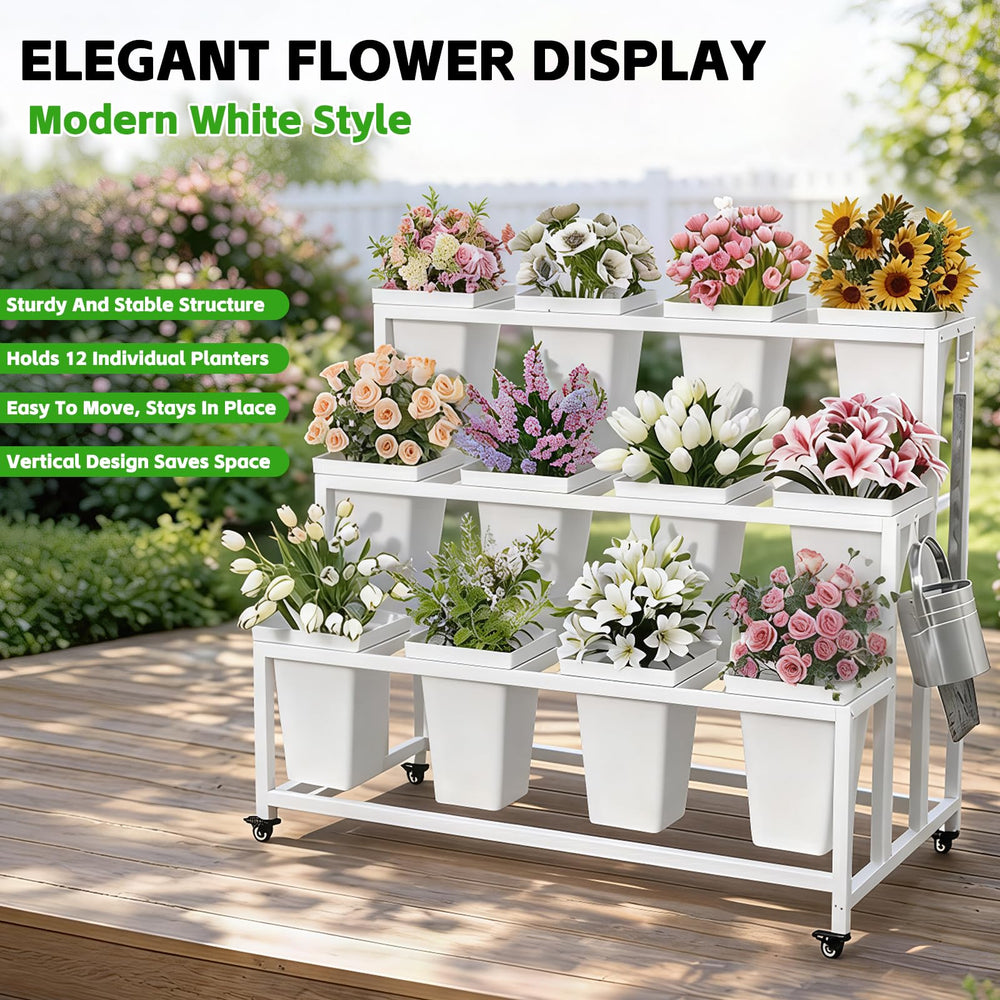 Annzoe flower cart in use at a wedding venue demonstrating attractive, mobile styling