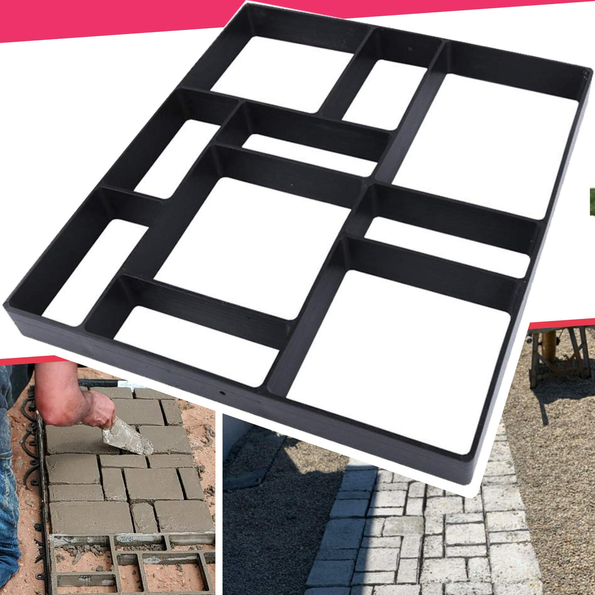 Anothera front view of the polypropylene stepping-stone mold showing 10-grid pattern benefits durability