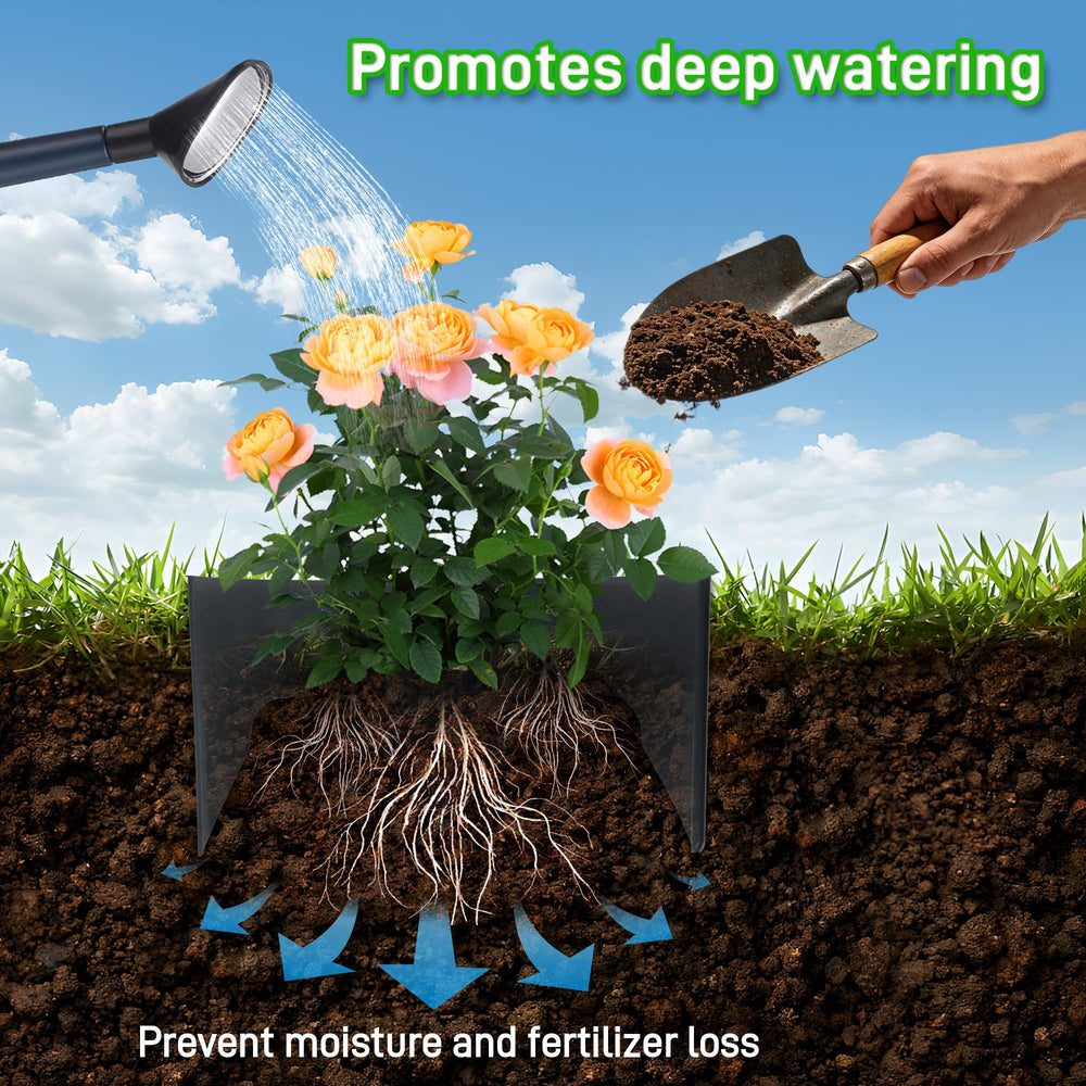 Anothera installed on soil creating watering basin for efficient irrigation