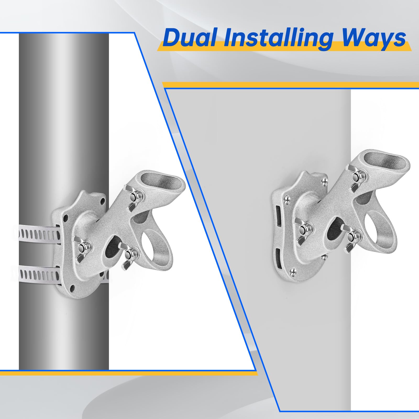 Anovo pole section connection detail demonstrating adjustable height and quick assembly
