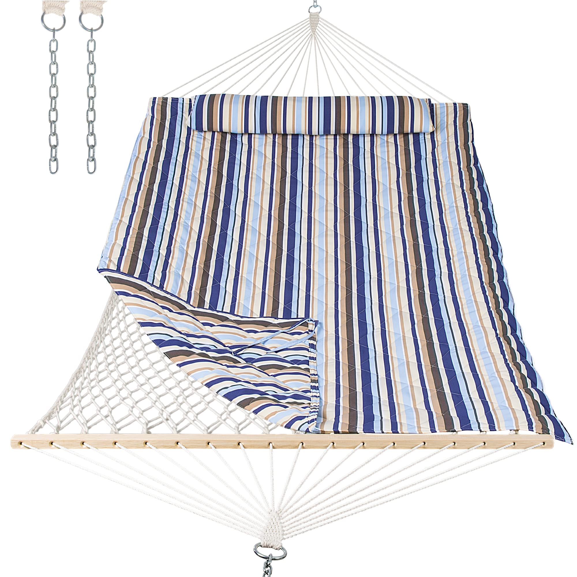 ANOW front view of Blue Seaside hammock showing full setup and inviting comfort
