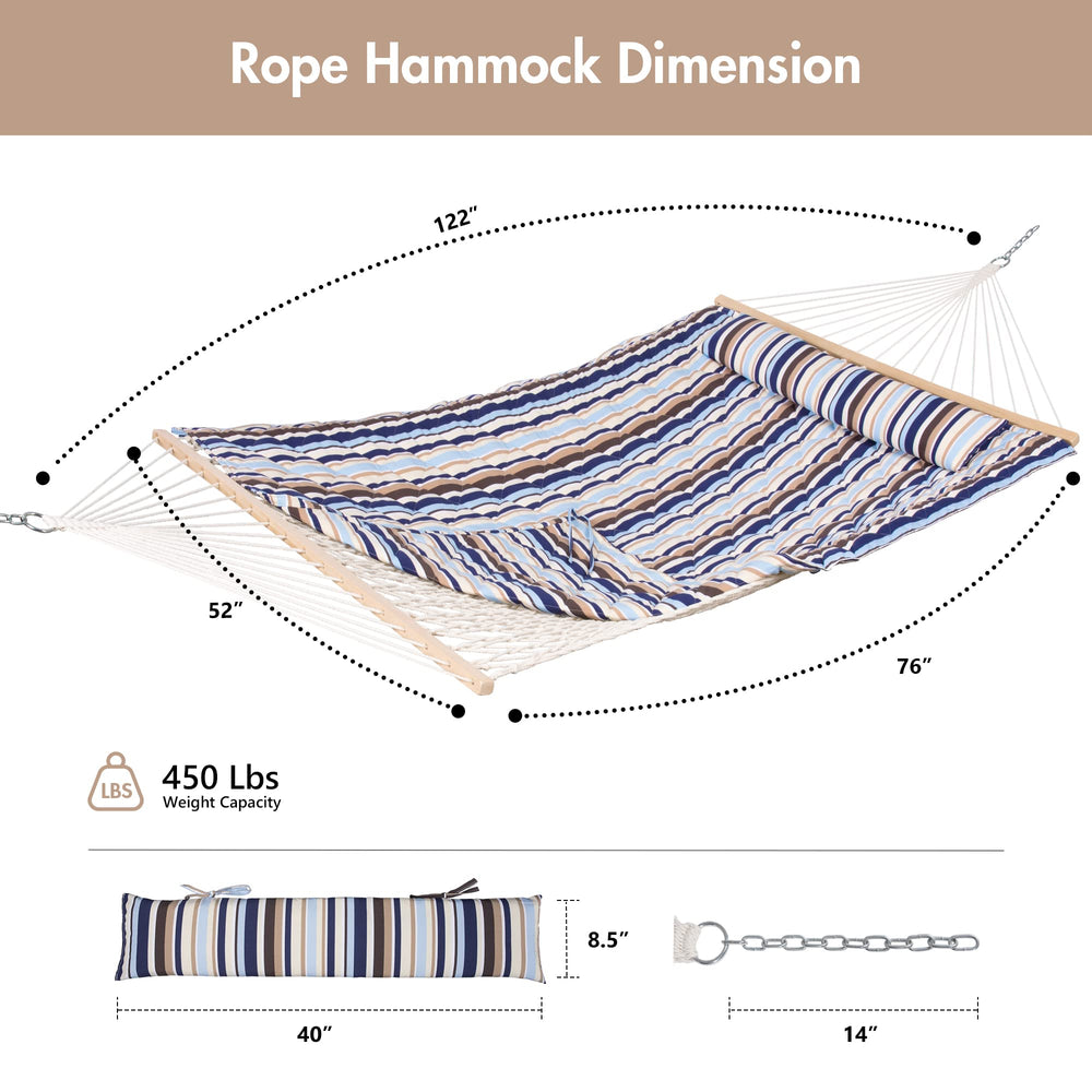 ANOW hammock mounted on a 12ft stand demonstrating ready-to-use compatibility