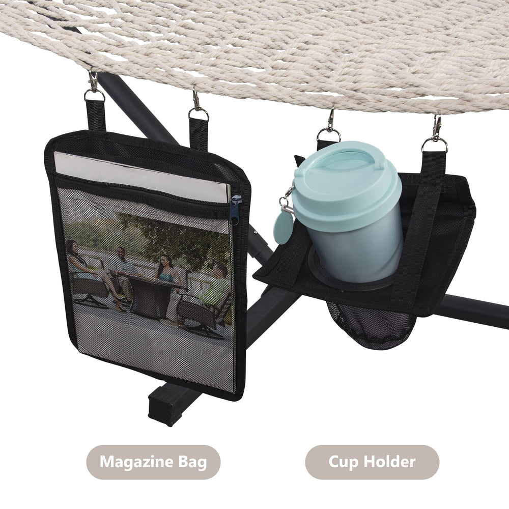 ANOW built-in chains and tree hooks hardware image showing secure hanging options