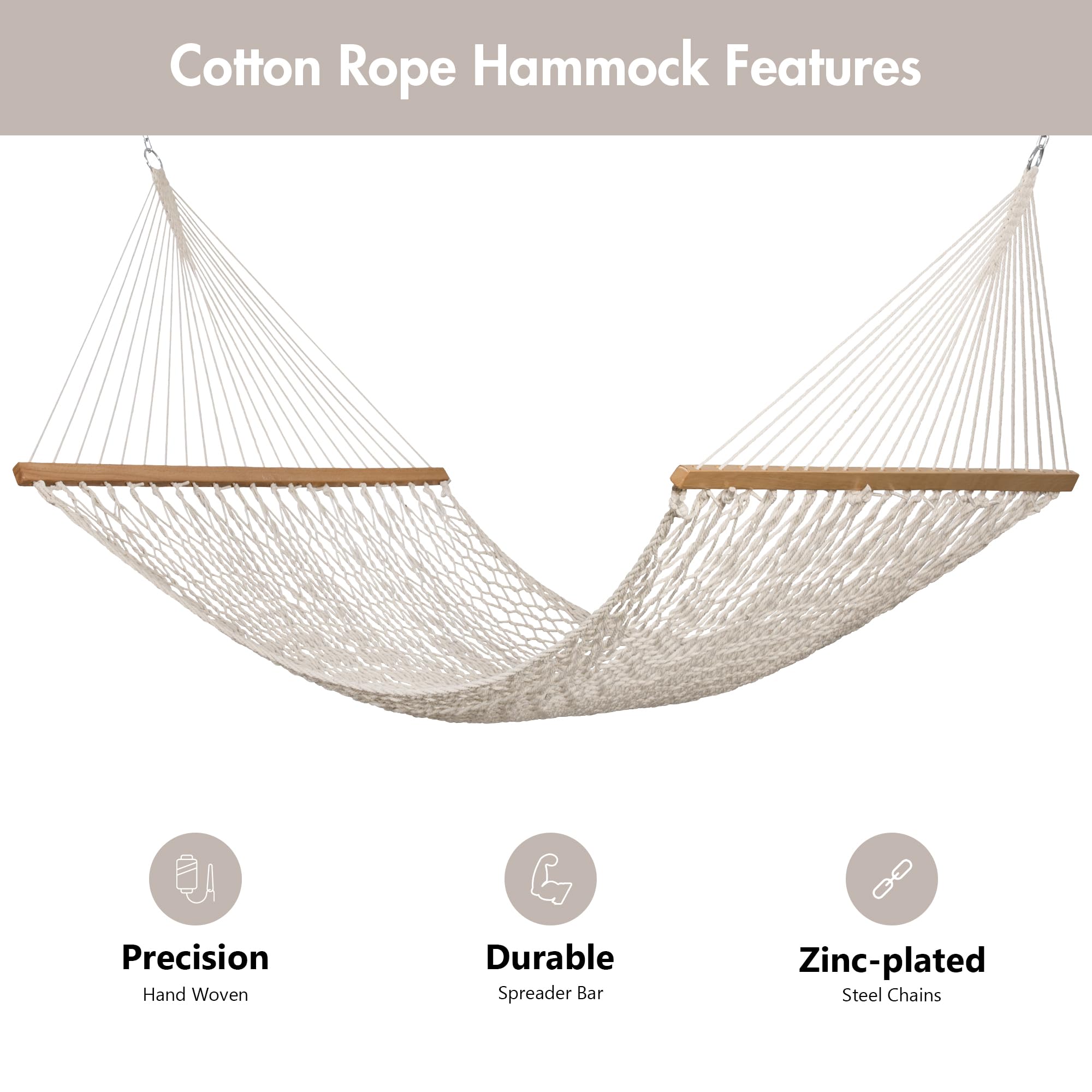 ANOW hardwood spreader bar close-up with countersunk holes for reduced rope abrasion