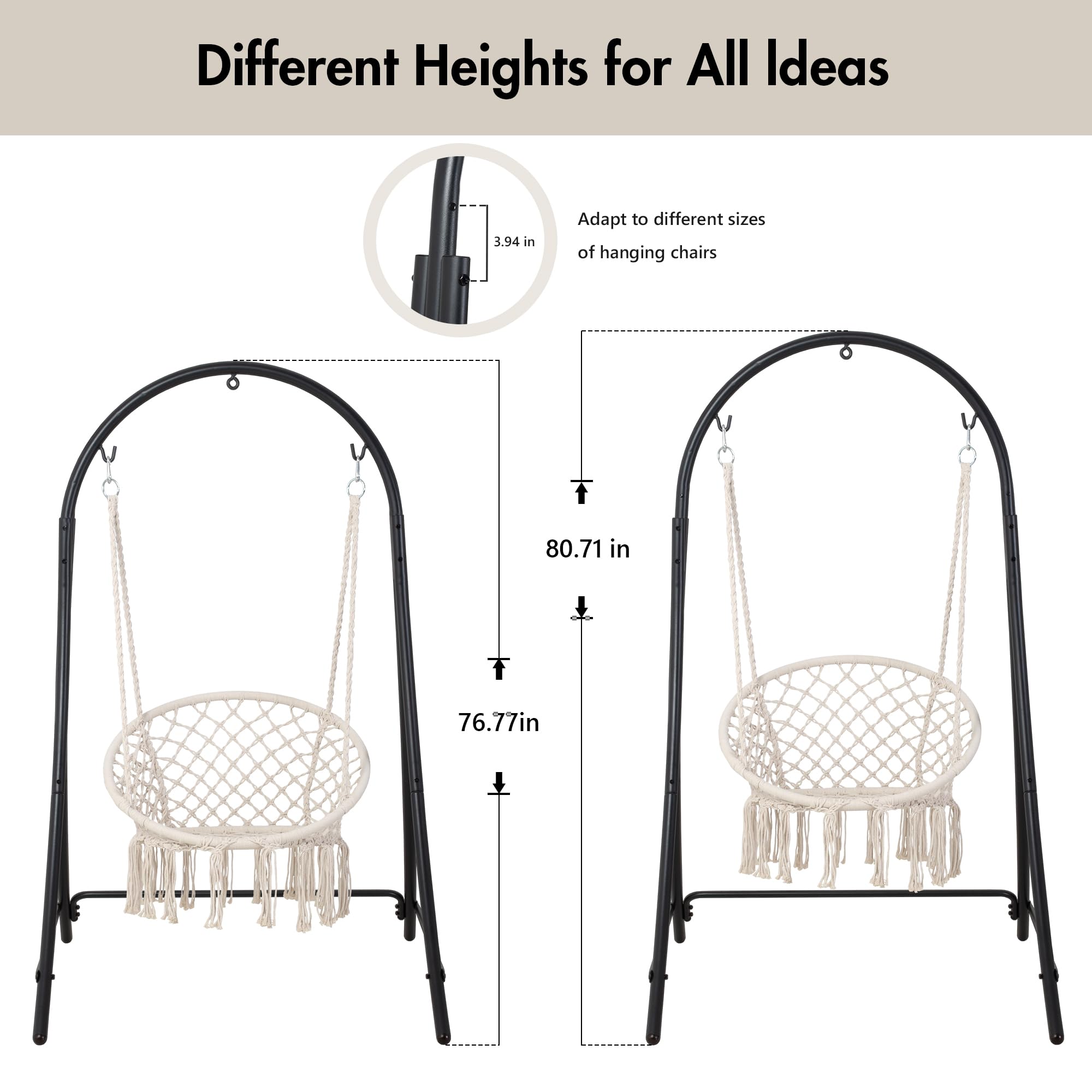 ANOW height adjustment closeup showing telescoping tube and flexible positioning benefit