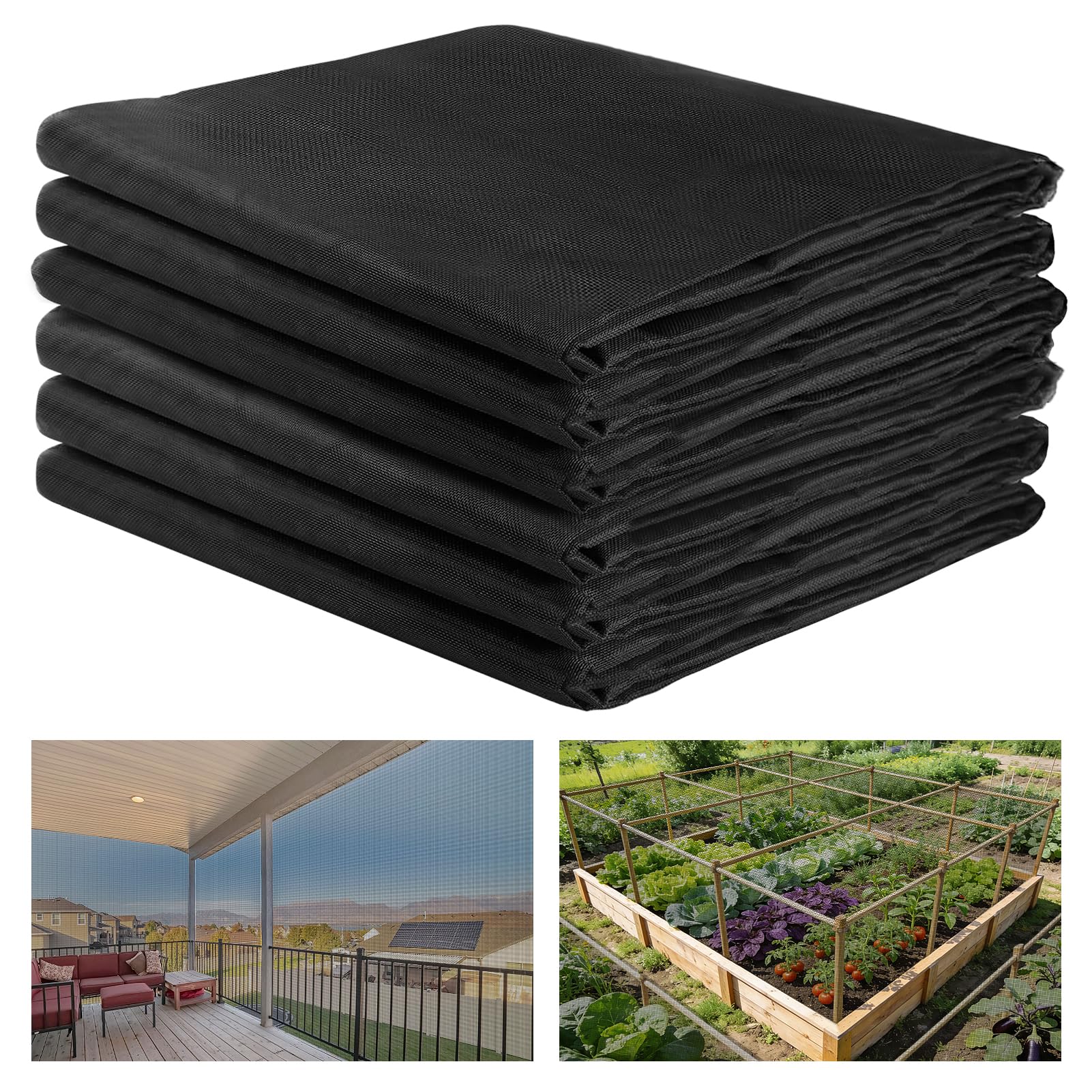 ANPHSIN front view of 10x50ft roll showing neat black mesh and compact packaging for easy storage