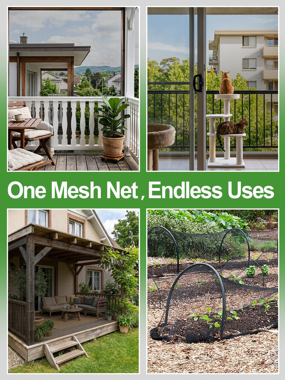ANPHSIN balcony scene with netting creating a shaded relaxing area and protecting plants