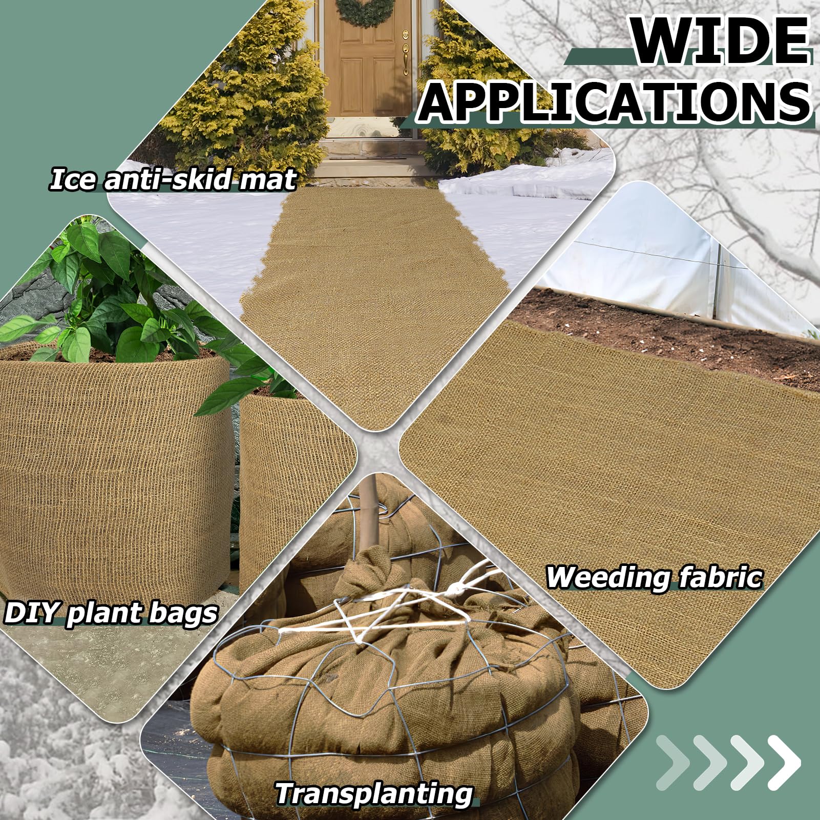 ANPHSIN burlap used in garden winter scene protecting shrubs