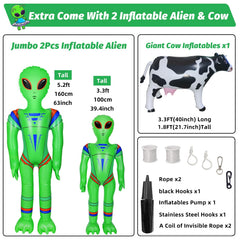 anroog two jumbo aliens and cow arranged under UFO for immersive scene