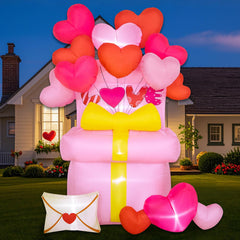 anroog front view love gift box inflatable brightly lit for curb appeal