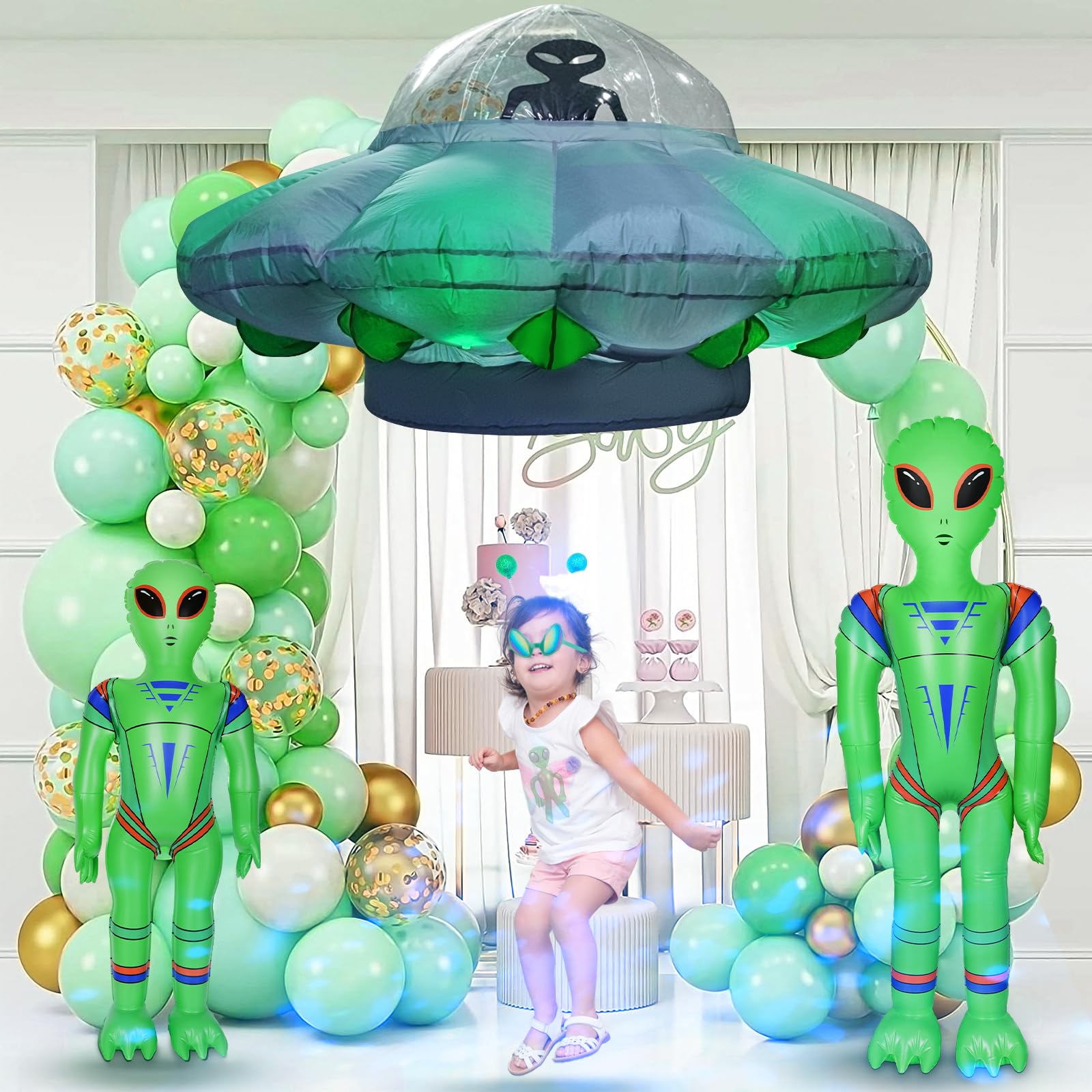 anroog inflated aliens next to person for scale and visual impact