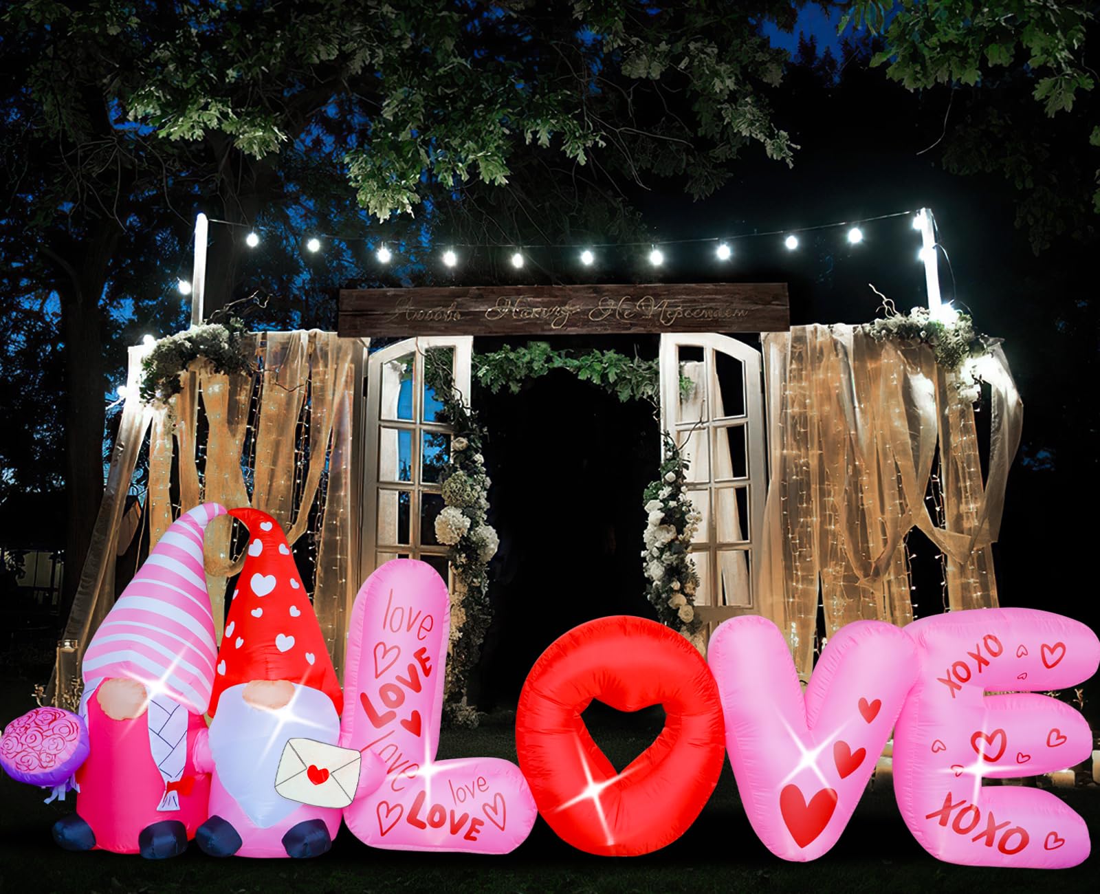 anroog displayed on lawn at party creating festive romantic atmosphere