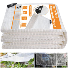 Ansgery front view of 20x30 ft clear greenhouse cover showing branding and size benefit