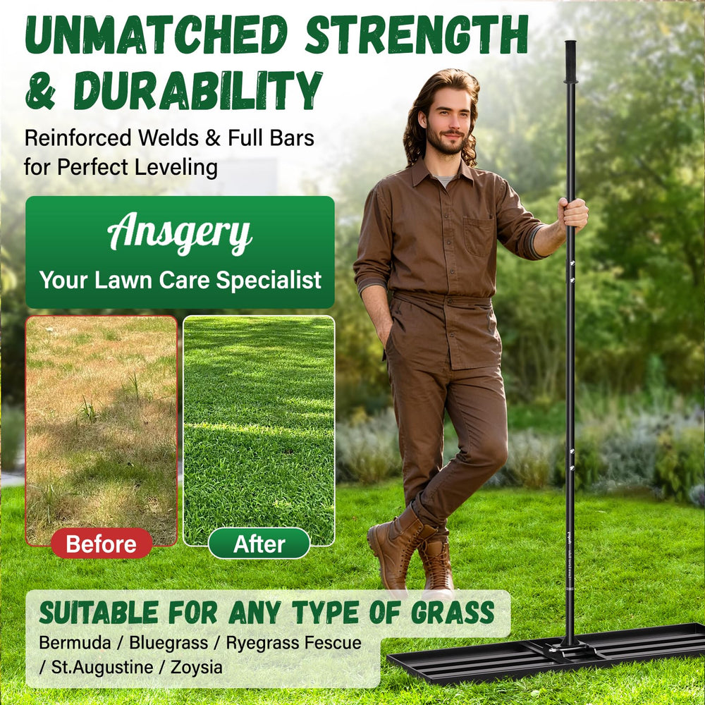 Ansgery in use spreading topsoil evenly for smoother lawn surfaces
