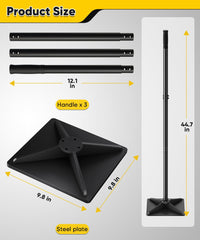 Ansionsol adjustable handle detail demonstrating three height positions for ergonomic use