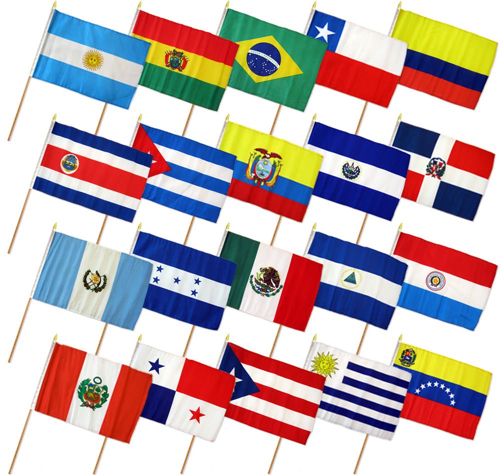 Ant Enterprises front view of 12x18 stick flag set showing clear national colors and easy handling